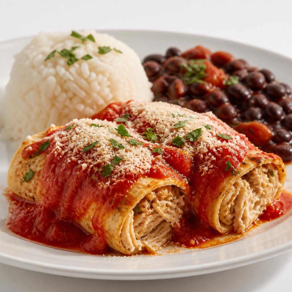 Rice, Beans & Chicken Pancakes in Pomodoro Sauce · 450g